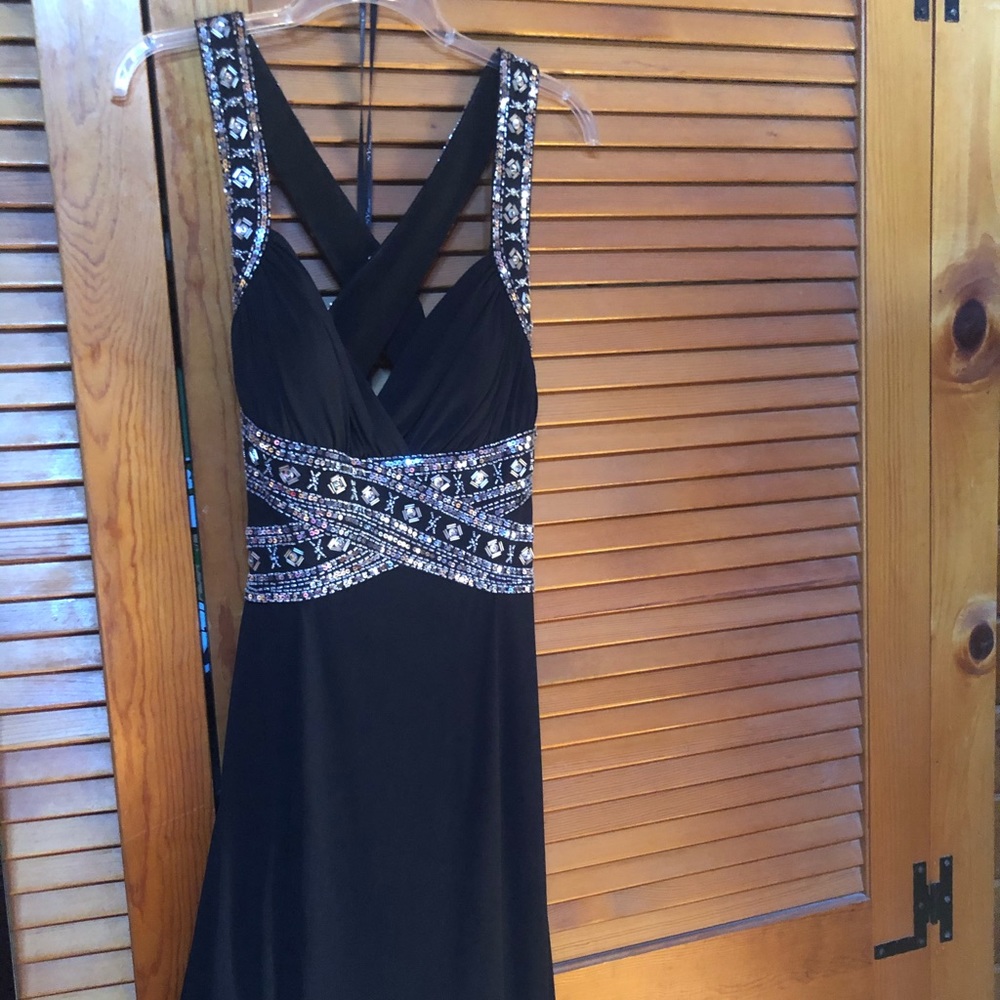 Black sequence long gown